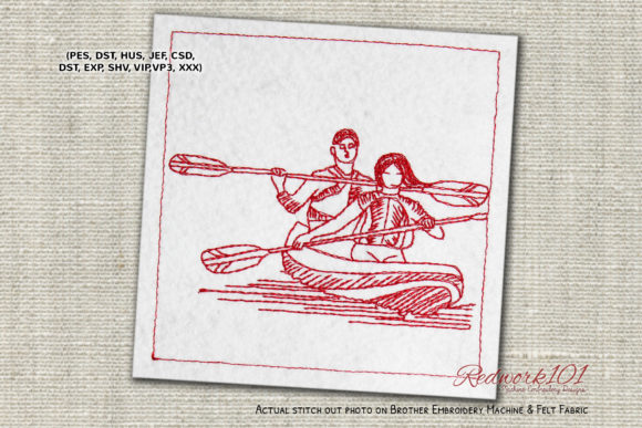 Couple Boating Redwork: Apparel Design Review