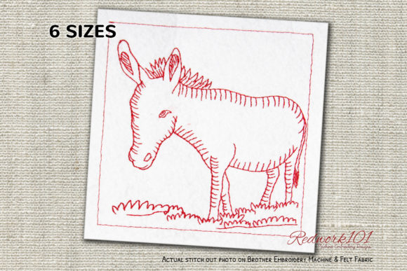 Donkey Standing in Field Redwork Review