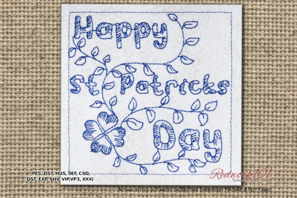 Happy St Patricks Day Redwork Design Review