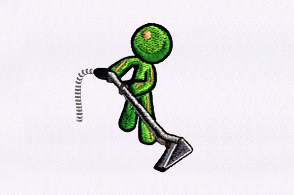 Vacuuming Emoji Figure: Fun Embroidery for Sellers