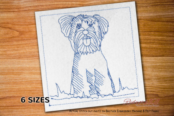 Yorkshire Terrier Dog Redwork for Boutique Apparel